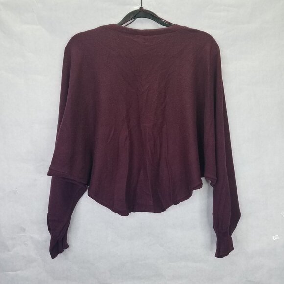 Yoana Baraschi Shrug Women's S Wool Blend Batwing Sleeve Burgundy Long Sleeve - Picture 9 of 12